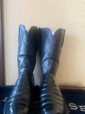 Lucchese Caiman Black Cowboy Boots